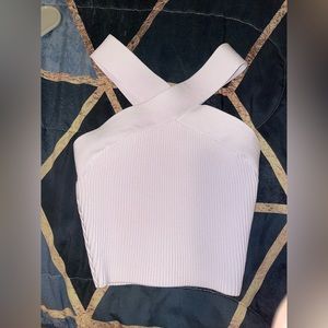 Aritzia Babaton SCULPT KNIT CRISS CROSS cropped tank - Frosted Lilac XXS - NWOT